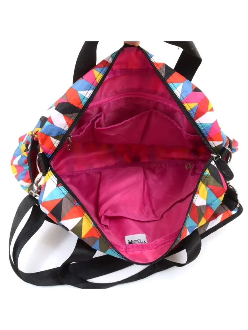 FRENCH BULL By Trend Lab Chevron Ziggy Duffel Shoulder Travel Diaper Bag Pink